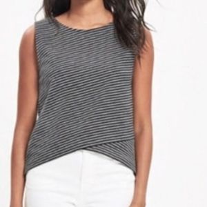 Madewell Womens striped crossover tank Top black & Gray Sleeveless sz Small